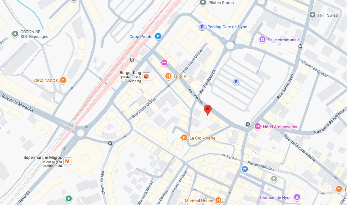 Plan d'accès au studio Bonnie Eight, Avenue Viollier 8, 1260 Nyon