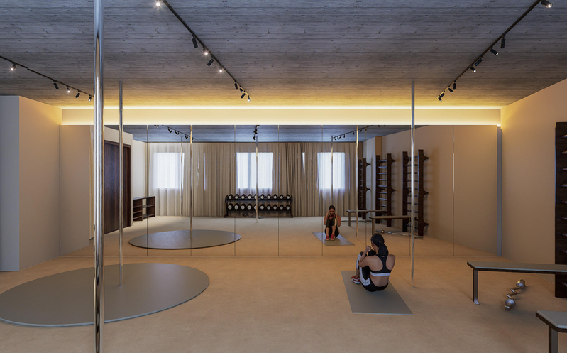 Salle polyvalente pour cours de yoga, fitness et pilates chez Bonnie Eight Nyon